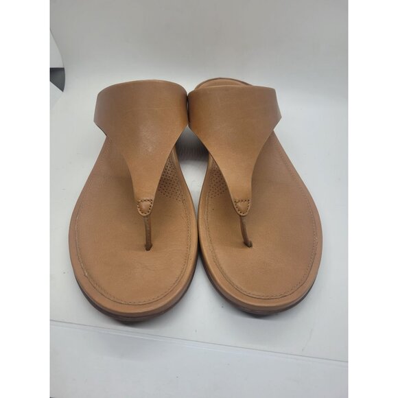 FitFlop Womens Leather Tan Thong Sandals US 10 Brown Beach resortwear classic - Picture 5 of 5